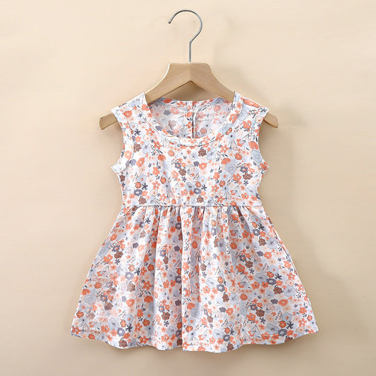 Small And Medium Cotton Silk Girl Dress Thin