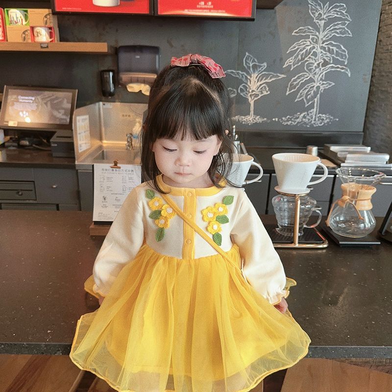 Sweet Flowers Tulle Skirt Western Style Cute Princess Dress