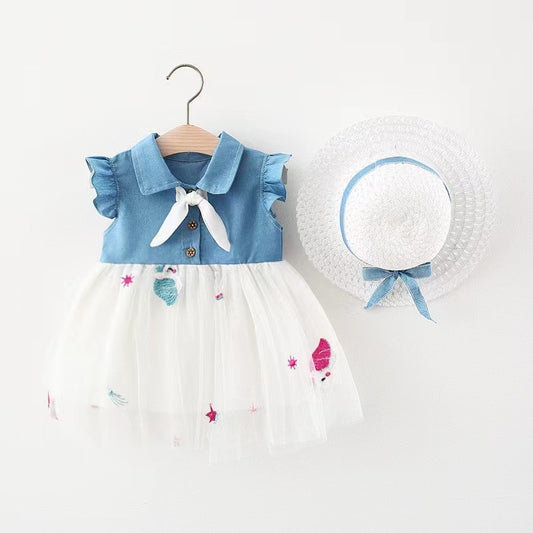 Fashion Girls Dress Streamer Denim