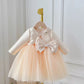 Children's Dress Girls' Summer Long-sleeve Coat Pettiskirt Champagne Big Bow High-waisted Gauzy