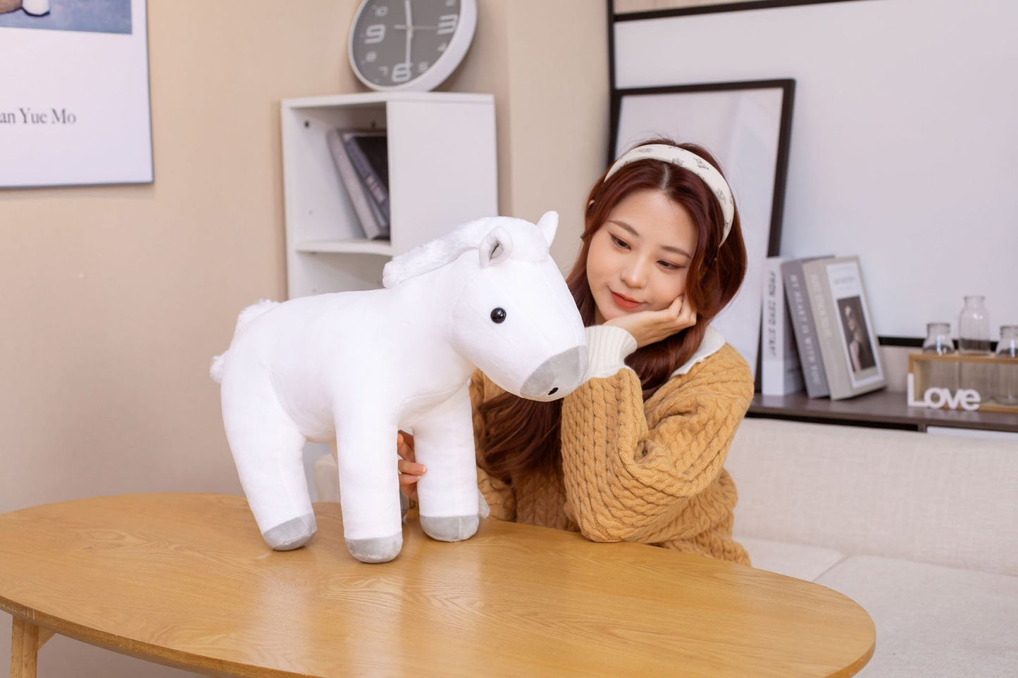 Sitting Horse Hair Plush Toy Creative Doll Pillow