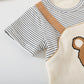 Cartoon Bear Print Baby Short Sleeve Rompers