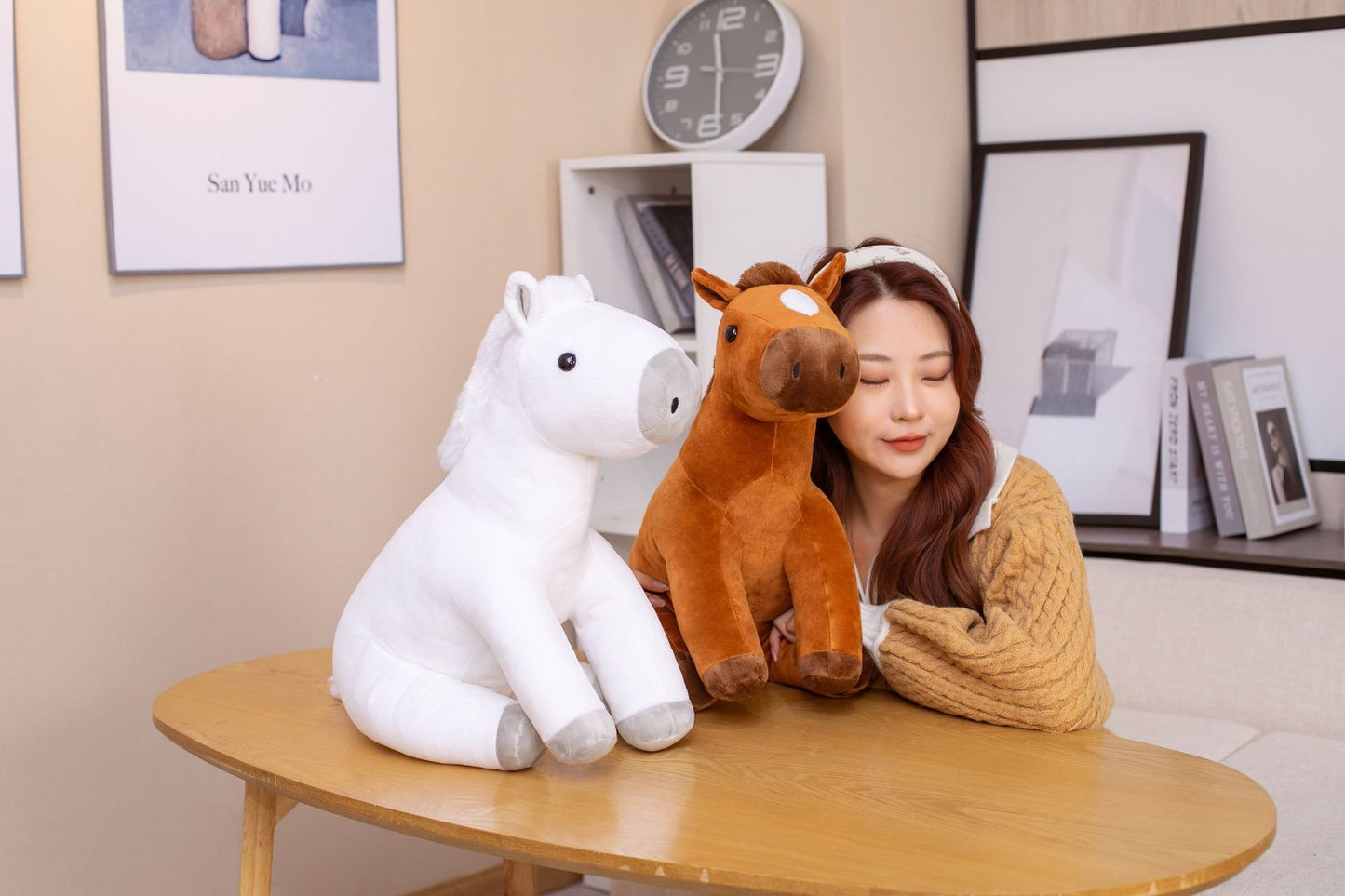 Sitting Horse Hair Plush Toy Creative Doll Pillow