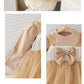 Girls Autumn Clothing Dress Puff Sleeve Bow