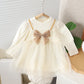 Girls Autumn Clothing Dress Puff Sleeve Bow