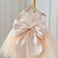 Children's Dress Girls' Summer Long-sleeve Coat Pettiskirt Champagne Big Bow High-waisted Gauzy