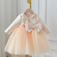 Children's Dress Girls' Summer Long-sleeve Coat Pettiskirt Champagne Big Bow High-waisted Gauzy