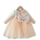 Children's Dress Girls' Summer Long-sleeve Coat Pettiskirt Champagne Big Bow High-waisted Gauzy