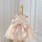 Children's Dress Girls' Summer Long-sleeve Coat Pettiskirt Champagne Big Bow High-waisted Gauzy