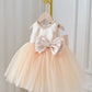 Children's Dress Girls' Summer Long-sleeve Coat Pettiskirt Champagne Big Bow High-waisted Gauzy