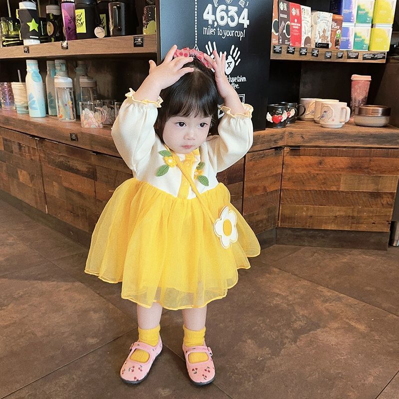 Sweet Flowers Tulle Skirt Western Style Cute Princess Dress