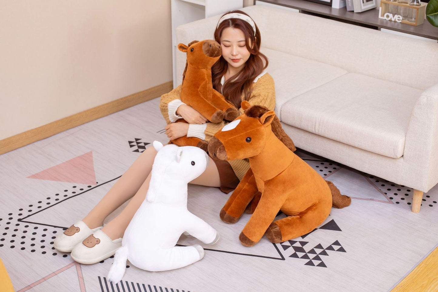 Sitting Horse Hair Plush Toy Creative Doll Pillow