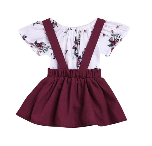 atricia Floral Set Toddler Kids Baby Girls Floral Romper Suspender Skirt Overalls 2PCS Outfits Baby Clothing